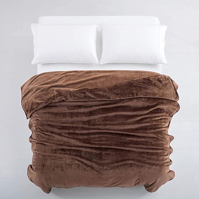 MOONLIGHT20015 Silk Touch Warm Fleece Throw Blankets - 400 GSM Throws for Sofa Fluffy Blanket Bed Throw for Bedroom, Couch, Travel (Coffee, King 108" x 90")