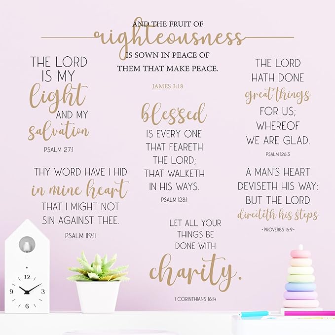 BBTO Bible Verse Wall Stickers Inspirational Quote Wall Decals Religious Motivational Scripture Sticker Peel and Stick for Bedroom Living Room Office Bathroom (The Lord is My Light)