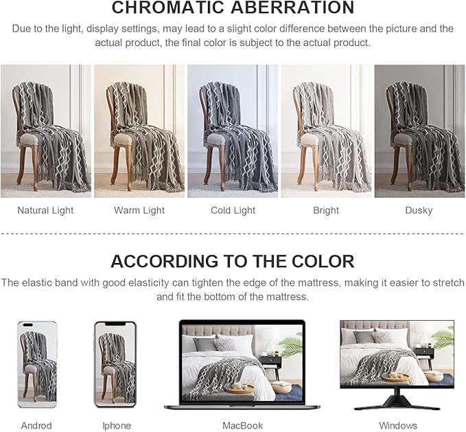 BOURINA Fluffy Chenille Knitted Fringe Throw Blanket Lightweight Soft Cozy for Bed Sofa Chair Throw Blankets Grey 60" x 80"