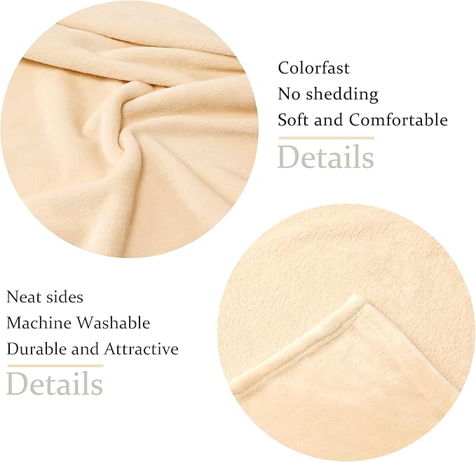 NANPIPER Fleece Blankets, Super Soft Flannel Fuzzy Blanket for Couch, Luxury Cozy Lightweight Microfiber Dog Blanket-Throw Size,Beige