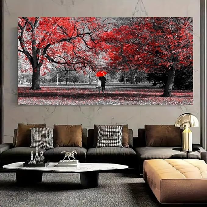 Bamdeya Canvas Wall Art Tree Painting Forest Prints Art Scenery Picture for Romantic Couples - Framed Large Wall Art - Living Room & Bedroom - 30x60inches
