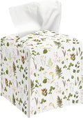 Leaves Tissue Box Cover, Green Tissue Holder Square with Bottom Belt for Home Bathroom Office Vanity Countertop, Housewarming Gifts Ideas for Women Friends Mom Bestie -03