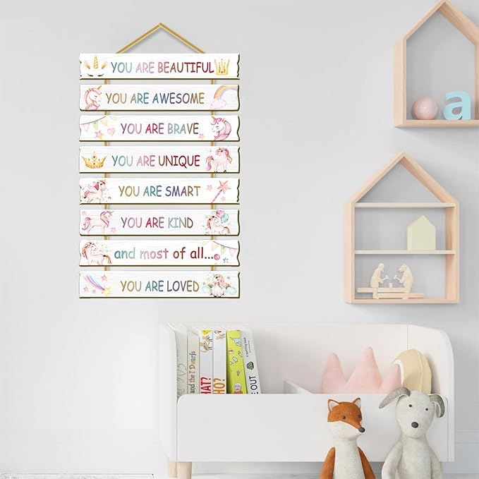 Rutiyoka Unicorn Wall Art for Girls' Bedroom - Inspirational Decor for Kids' Room & Nursery