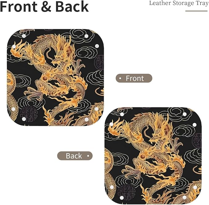 Oriental dragon Leather Vanity Tray Desktop Storage Organizer, Decorative Catchall Perfume Tray, Bathroom Valet Tray,Nightstand Caddy Holder for Keys Phone Wallet Coin Jewelry, S