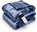 Electric Heated Blanket Throw 50''x60''Size Faux Fur Heating Blanket 10 Heating Settings, 1-8h Timer & Overheat Protection, Machine Washable, Soft Flannel and Sherpa Full Body Warmth