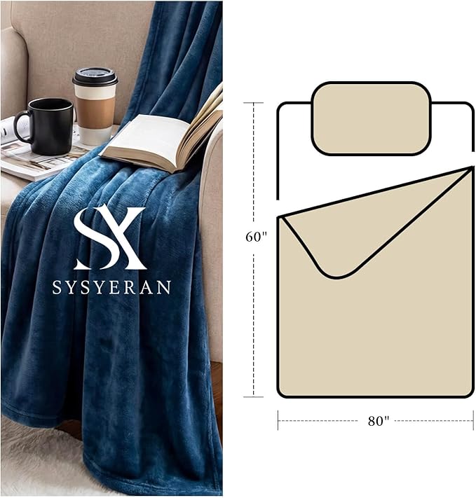 Plush Velvet Fleece Bed Blanket, Lightweight Queen Size Blanket, Soft Fuzzy Cozy Blanket for Couch (Royal Blue, Queen)