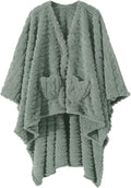 Wearable Blanket Sherpa Fleece Shawl Blanket with Pockets Blanket Poncho Cape for Adults, Cozy Shawl TV Throw Blankets