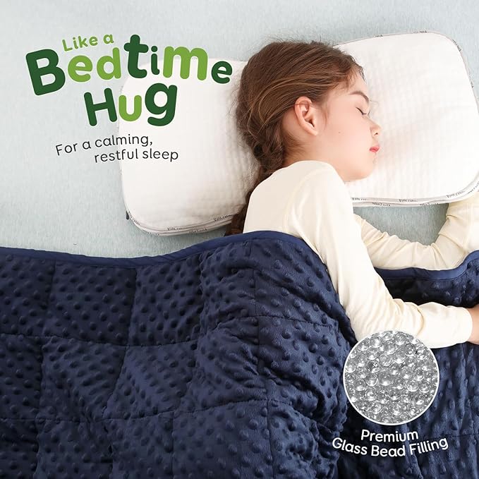 Sivio Weighted Blanket, Weighted Blankets,Soft and Cozy Cooling Heavy Blanket, Calm and Nap, School and Home, 5lbs, 36 x 48inches, Navy Blue