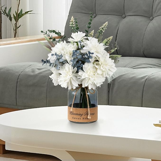 Leftover Faux Flowers in Vase,Artificial Flowers,Table Centerpieces for Dining Room,Flower Centerpieces for Tables,Fake Flowers in Vase,Kitchen Table Decor,Coffee Table Decor
