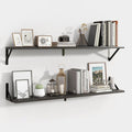 Axeman 40 Inch Floating Shelves | 8 Inch Deep Black Wall Shelves Set of 2 | 39.4" W x 8" D Rustic Black Wood Shelves for Bathroom Kitchen Living Room