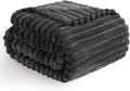 Vessia Flannel Fleece Throw Blanket for Couch,Sofa,Bed, 300GSM Striped Grey Throw Blanket for Adults and Kids, Super Soft Warm Cozy Lightweight Home Decor for All-Season(50x70inch)