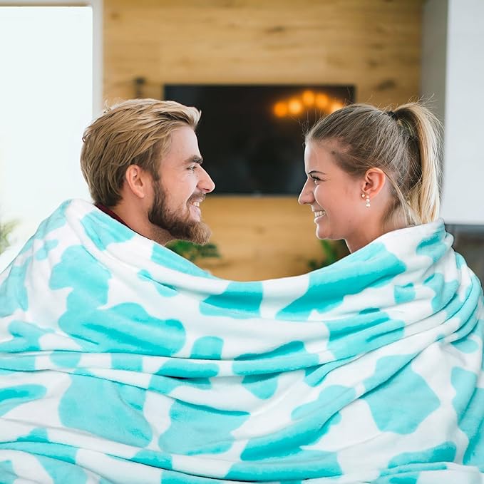 Blue Throw Blanket for Couch & Bed, Warm Fuzzy Fleece Soft Blankets for Adults & Kids, Light Blue Gifts for Women Girls Boys, Cozy Cute Coastal Blue Living Room Decor, 50x60 Inches