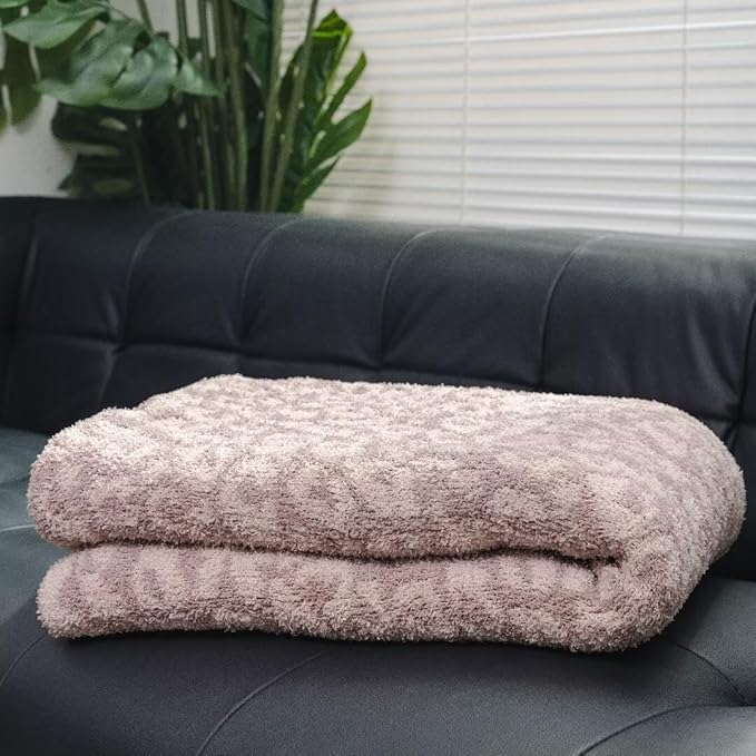Ultra Soft Leopard Throw Blanket, Cozy Warm Reversiable Luxury Fluffy Blanket Throw Cheetah Blanket Leopard Pattern Throw for Couch Bed Sofa, 51x63 inches, Khaki White