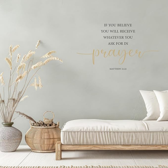 BBTO Bible Verse Wall Stickers Inspirational Quote Wall Decals Religious Motivational Scripture Sticker Peel and Stick for Bedroom Living Room Office Bathroom(God Love Us)