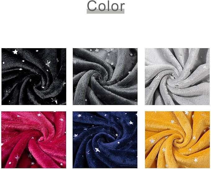 NANPIPER Fleece Blankets Star Foil Print Throw,Super Soft Flannel Fuzzy Blanket,50"x 65" Black