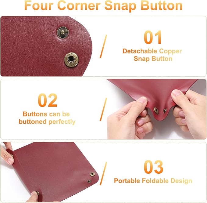 HARFINGTON 4pcs PU Leather Valet Tray Unisex Folding Small Catchall Tray Portable Entryway Table Tray Nightstand Bedside Desk Tray for Key Wallet Watch Coin Jewelry Dice, Dark Blue