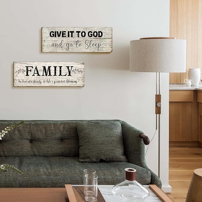 Family Signs Wall Decor Quote Words Wall Plaques Family Framed Wall Art Vintage Retro Artwork Decoration for Bedroom Living Room Home (6 X 17 inch)