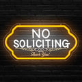 No Soliciting Neon Signs,No Soliciting Sign for House,Adjustable Brightness No Trespassing Led Sign for Outdoor Yard Sign for Home and Front Doors,Walls, Windows