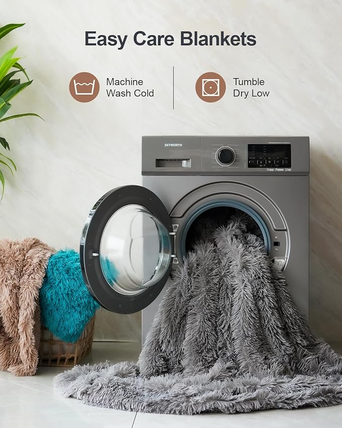 Pawque King Size Blanket - Faux Fur Sherpa Fleece Super Soft Fluffy Throw Blankets, Luxury Oversized Blankets Gift for Women Sofa Couch Bed, Breathable & Washable, Grey 90x108 inches