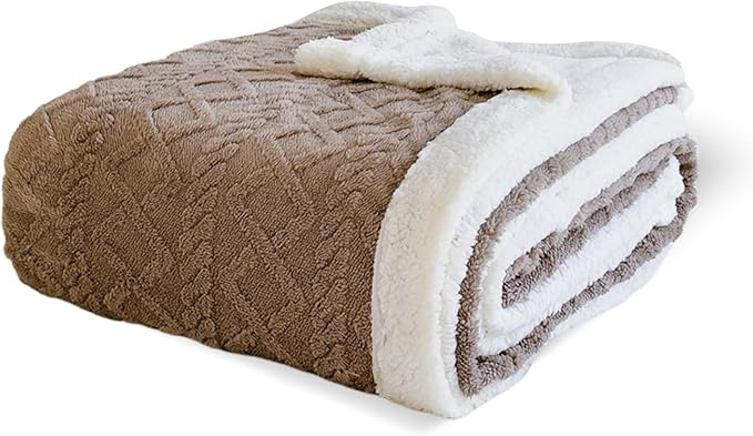 Sherpa Blanket for Bed - Fleece Soft Cozy Fuzzy Blankets Thick Warm for Winter and All Seasons (Brown, Twin(60"x80"))