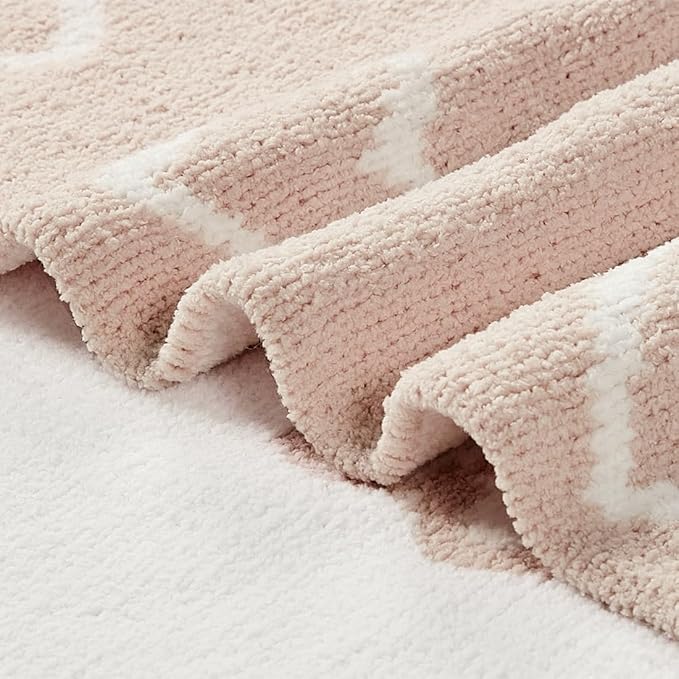 CREVENT 2Pcs 30''X40'' Cute Cozy Fluffy Warm Baby Blankets for Infants Toddlers' Bedding Crib Cot Stroller - Grey Cloud + Knit Pink
