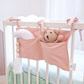 Baby Bedside Hanging Storage Bag - 2-Pocket Bedside Storage with High Capacity for Diapers & Essentials, Space-Saving Hanging Nursery Organizer 5 Colors Available (Pink)