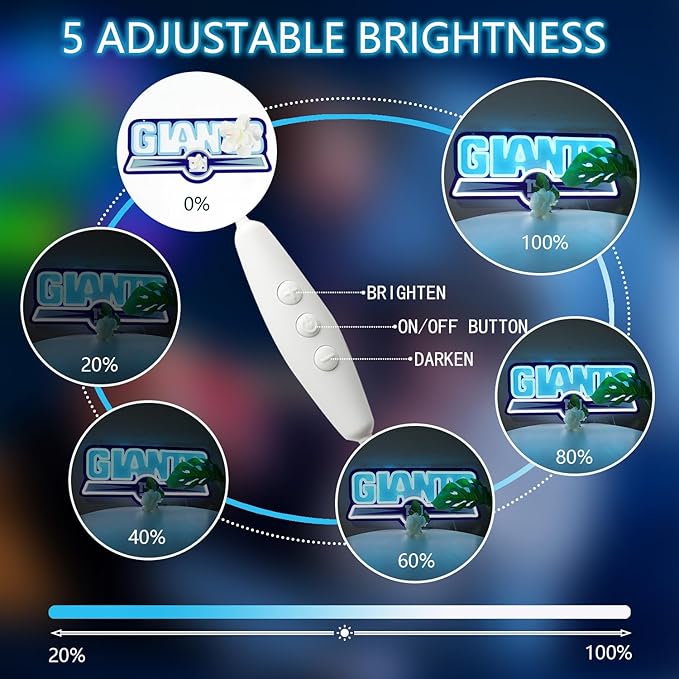 JFLLamp New York Football Neon Signs for Wall Decor Neon Lights for Business Led Signs Suitable for Man Cave Restaurant Office Bar Pub Led Art 5V Power Adapter