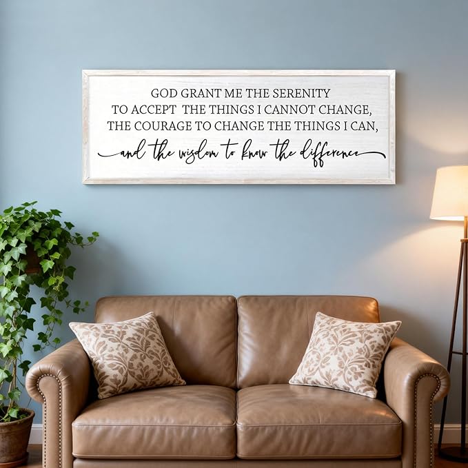 Serenity Prayer Rustic Bible Verse Framed Wall Art, 40''×15'' Religious Christian Saying Sign for God Jesus Christ Prayer, Vintage Positive Horizontal Holy Inspirational Catholic Scripture Gift Decor