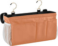 DOMIKING Orange Bedside Caddy for Dorm Bed Recliner Armrest Organizer with Hooks Haning Holders for Rails Headboards Bunk Bed