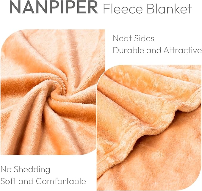 NANPIPER Fleece Blanket - Lightweight Warm Throw for Adults All-Season Peach Pink 50"x60"