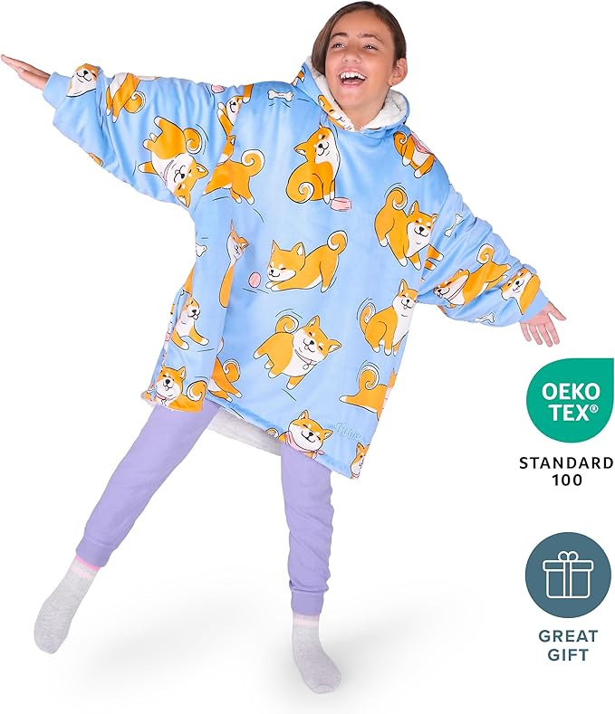 Bare Home Wearable Blanket Hoodie - Soft Plush Sherpa - Warm and Cozy - Oversized Wearable Blanket - Adult & Kid Sizes