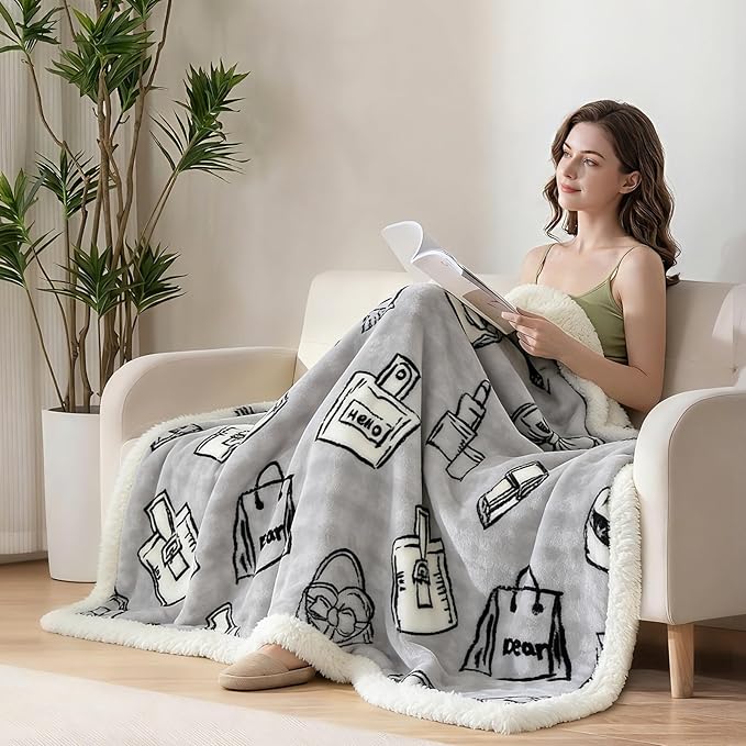 Twin Size 45"x60" Reversible Fleece Throw Blanket - Ultra Soft Warm for Bed/Couch - Cozy Home Decor & Gift