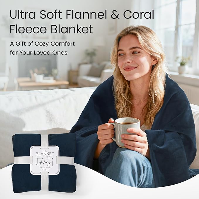 LOOBANI Waterproof Blanket for Bed Couch: Soft Coral Fleece Twin Bed Blankets Waterproof 60" x 80", Reversible Leakproof Throw Blanket, Stain-Resistant Furniture Protector, Pet-Friendly, Blue