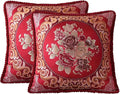 SZHELEJIAM Throw Pillow Covers 18x18 Set of 2, Jacquard Retro Embroidered Cushion Covers for Sofa Living Room, Red Decorative Pillow Cases Red
