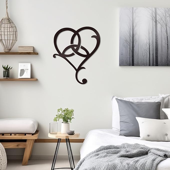 Bnesi Infinity Heart Metal Wall Art Love Signs for Home Decor Black Wall Decor Above Bed Wall Decor Minimalist Wall Art for Living Room Bedroom Bathroom Kitchen (Style L)