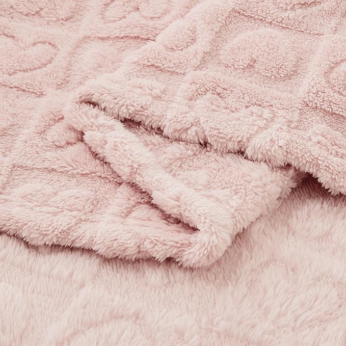 CREVENT 2Pcs 30''X40'' Cute Cozy Fluffy Warm Baby Blankets for Infants Toddlers' Bedding Crib Cot Stroller - Giraffe + Sherpa Pink