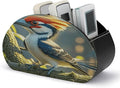 Cute Pileated Woodpecker Remote Control Holder Organizer Box with 5 Compartment PU Leather Bedside Storage Caddy Remote Organizer for Controller Media Player Pen/Pencil Storage