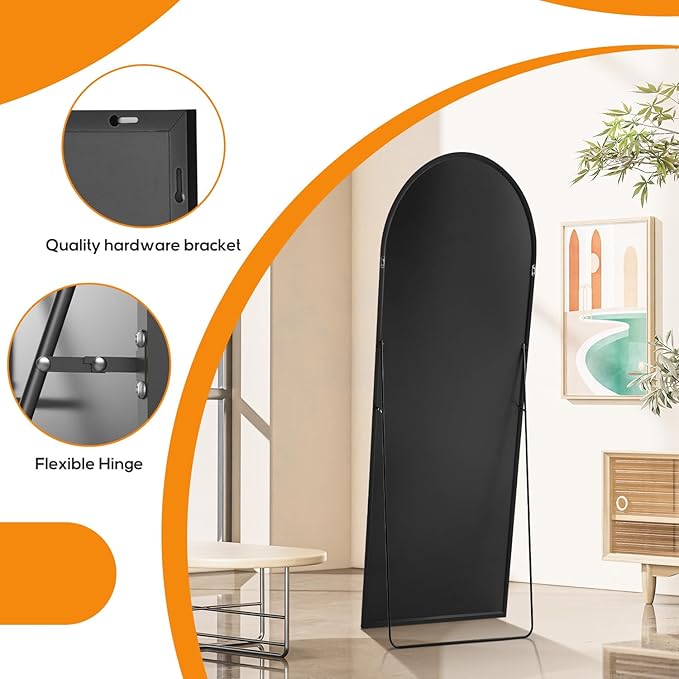 Mirror Full Length, Upgraded Body Wall Mirrors with Shatter-Proof Glass, Floor Standing, Hanging or Leaning, Tall Mirror with Stand Aluminum Alloy Frame for Bedroom Cloakroom
