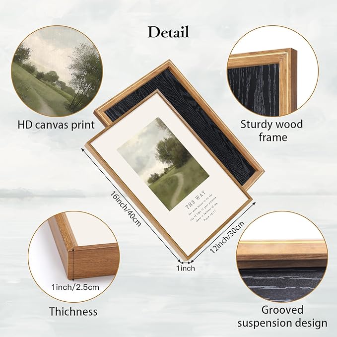 CHDITB christian Framed Canvas Wall Art, Inspirational Scripture Wall Decor, vintage Nature religious Pathway Wall Painting, Neutral the truth Bible verse Art Prints for Zen Prayer Decor 12”X16”x3