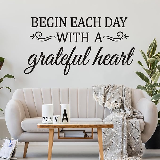 Inspirational Home Quotes Wall Decals: Family Vinyl Art Wall Stickers for Living Room Kitchen - Begin Each Day 36.2" X 19"