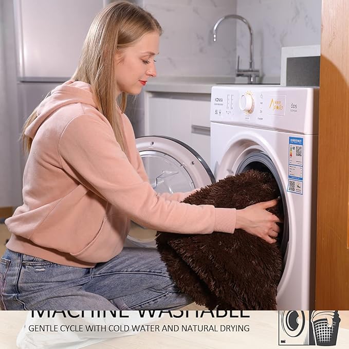 YUSOKI Brown Queen Faux Fur Blanket,2 Layers,90"x90" Without Pillows Big Soft Plush Fuzzy Large Warm Fluffy Throw Blanket for Bed