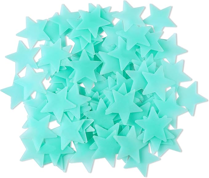 AM AMAONM 100pcs Glow in The Dark Luminous Stars Fluorescent Noctilucent Plastic Wall Stickers Murals Decals for Home Art Decor Nursery Ceiling Wall Decorate Kids Babys Bedroom Room Blue