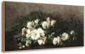 DJSYLIFE Framed Vintage Flower Canvas Wall Art, White Rose Still Life Painting Prints for Bedroom Decor, Classical Floral Pictures for Living Room Home Decorations, Ready to Hang 20"x40"