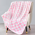 Pink Checkered Blanket, Ultra Soft Fleece Checkered Throw Blankets for Couch Bed and Travel, Luxury Throws for All Seasons, 60x80 Inch, Pink