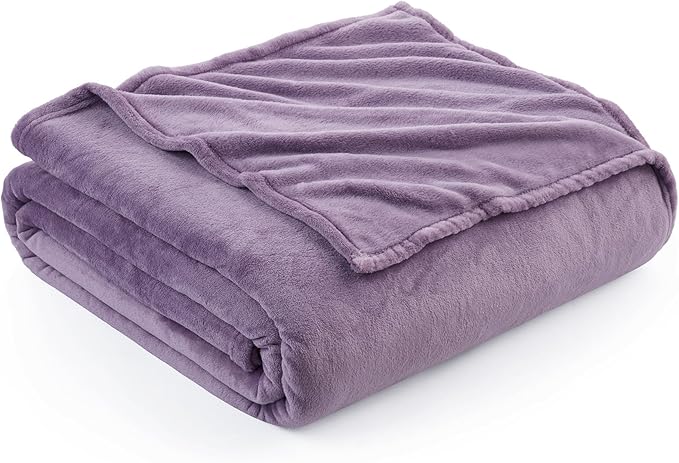 Hansleep Fleece Fog Purple Throw Blanket, Super Soft Flannel Fuzzy Plush Cozy Blanket for All Seasons, Fog Purple, Throw 50x60 Inches