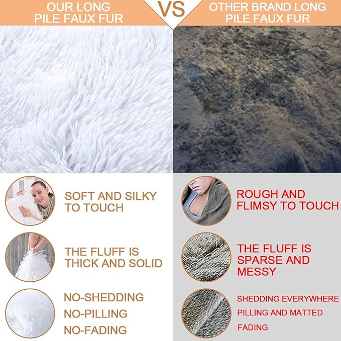 YUSOKI Long Faux Fur Twin Size Blanket,2 Layers,3.4lb for Bed Couch Home Décor Gifts Women (White,60" x 80")