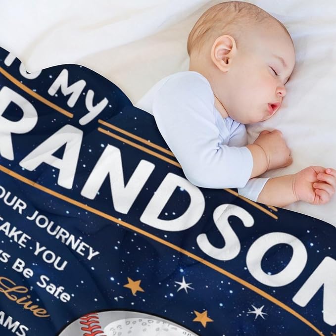 ITFRO Grandson Gift Flannel Fleece Throw Blanket Pillow Cover Set 50x60 Inch Ultra Soft Polyester Blanket 18x18 Inch Plush Pillow Case All Seasons for Birthday Christmas (Royal Blue)