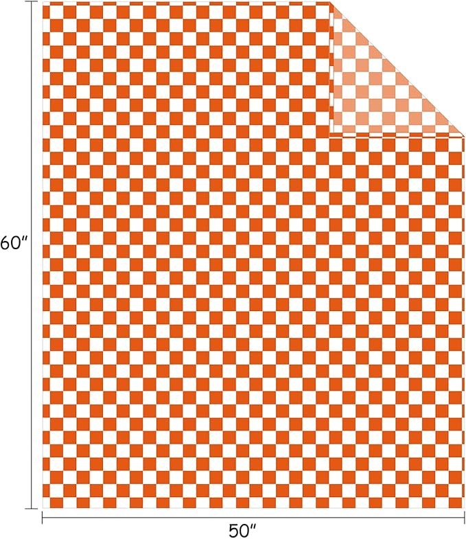 FY FIBER HOUSE Checkered Flannel Fleece Throw Blanket Soft Cozy Checkerboard Grid Print Chessboard Gingham Pattern Blankets for Bed Couch Sofa, 50"x60", Orange