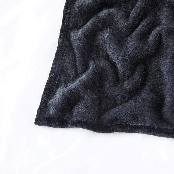 IR Imperial Rooms Fleece Blanket - Super Soft Fluffy Black Throw Blanket for Sofa and Bed - Warm and Cozy Lightweight 400 GSM Microfiber Bed Throws Blankets, 50x60 Inches (Throw/Travel)