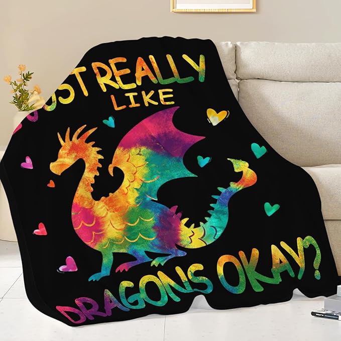 Dragon Blanket for Girls Women Boys Men Adults Kids Soft Cozy Fleece Dragon Lovers Throw Blankets Gifts Warm Flannel Plush Lightweight Decor for Couch Bed Sofa 60"X50"